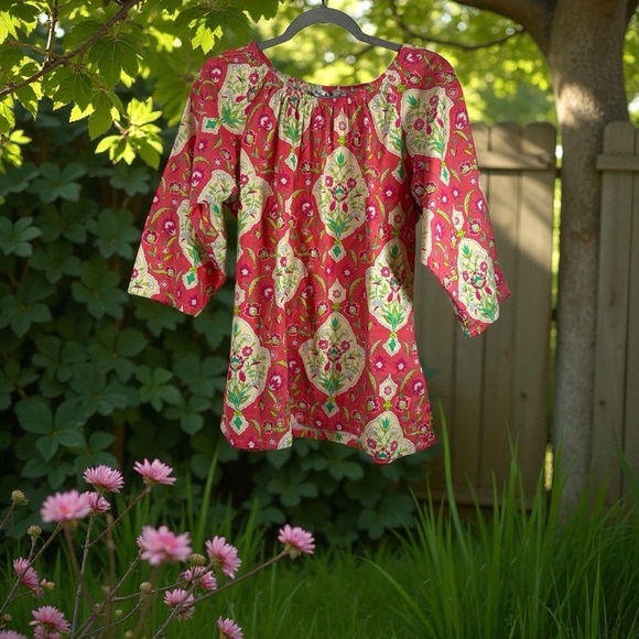 Haley And The Hound Tops - HALEY & THE HOUND Women Multicolor Blouse Large  100% Cotton